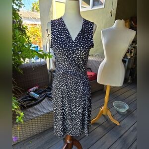 Hailey 23 Black & White Polka Dot Sleeveless Wrap Dress Size Small
